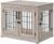 beeNbkks Furniture Style Dog Crate End Table, Double Doors Wooden Wire Dog Kennel with Pet Bed, Decorative Pet Crate Dog House Indoor Medium Large