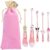 rongji jewelry Marie Cartoon Cat Makeup Brushes – 5pcs Cute Animal Designed Soft Pink Makeup Brushes Set, Professional Cosmetic Tool Kit Pink Drawstring Bag Included for Girls and Women (A)